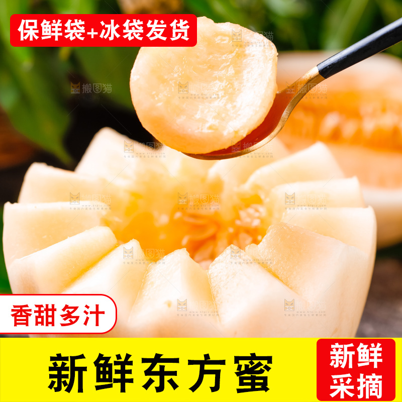 勺子里装着山东东方蜜瓜