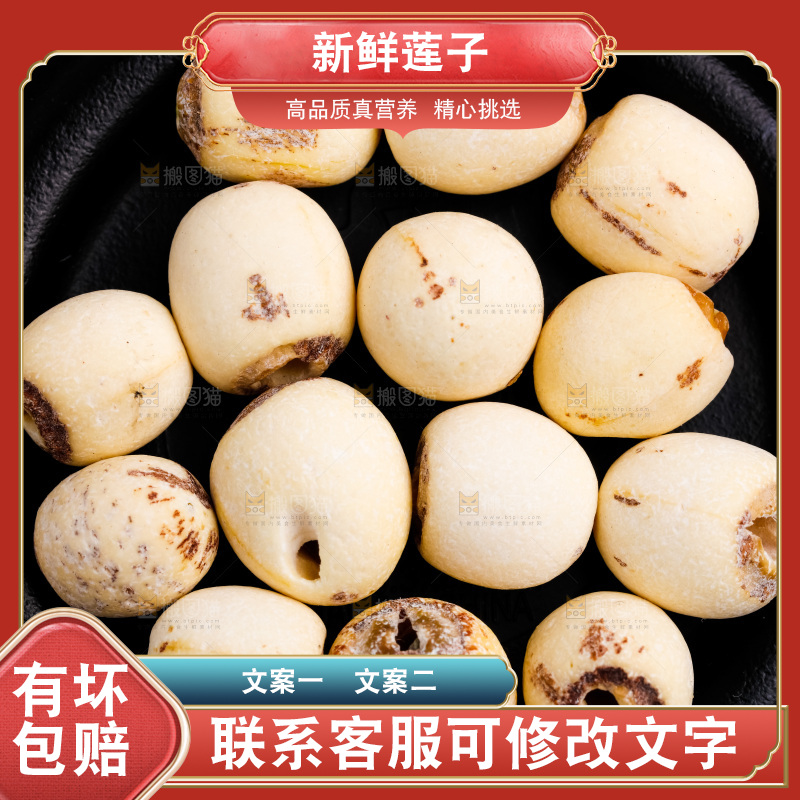 黑底上的白莲子