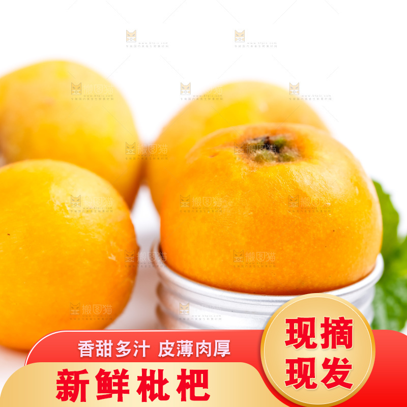 白底上放着枇杷果