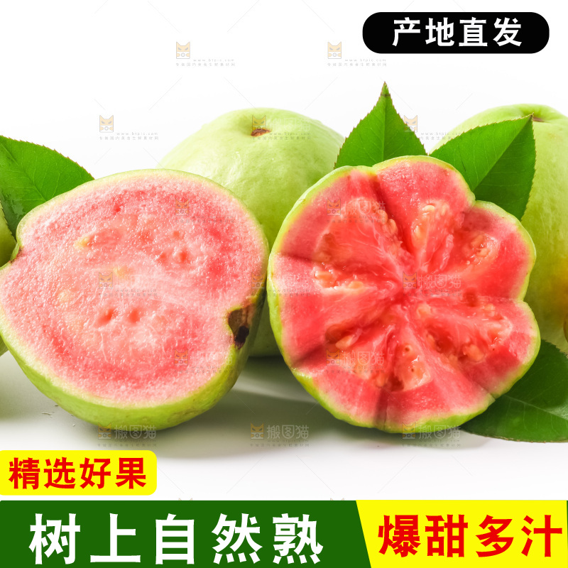 白底上放着红心芭乐