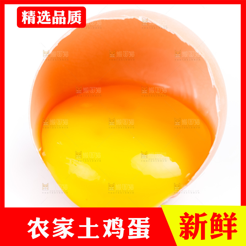 新鲜土鸡蛋放在白底上