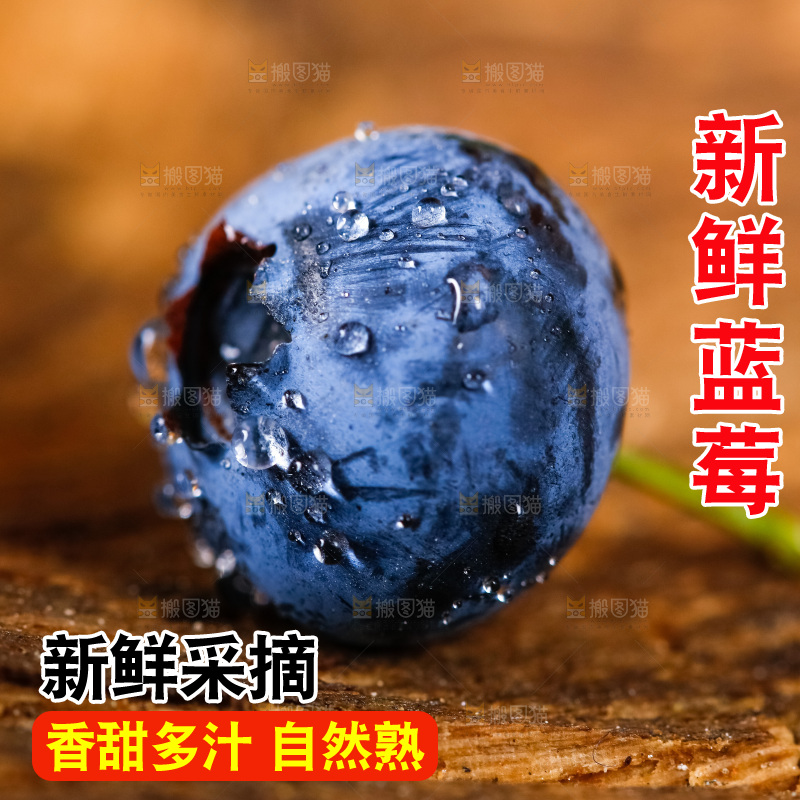 深底上摆放着蓝莓
