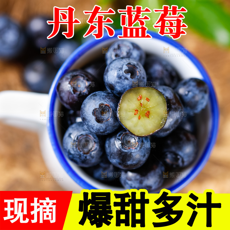 杯子里装着蓝莓果
