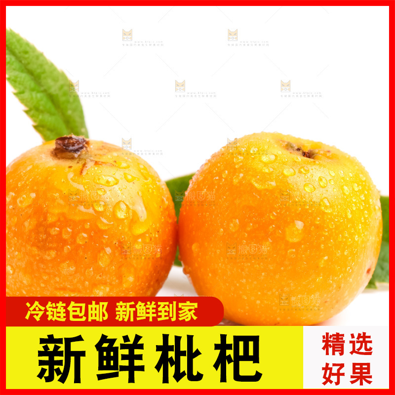 白底上摆放着枇杷果