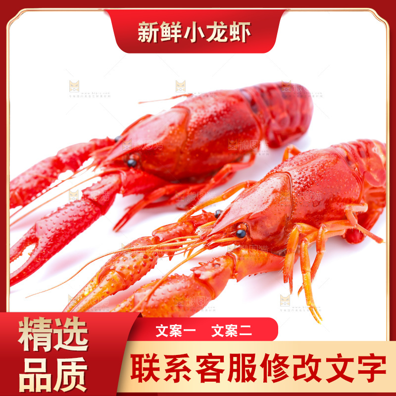 白底上放着秘制小龙虾
