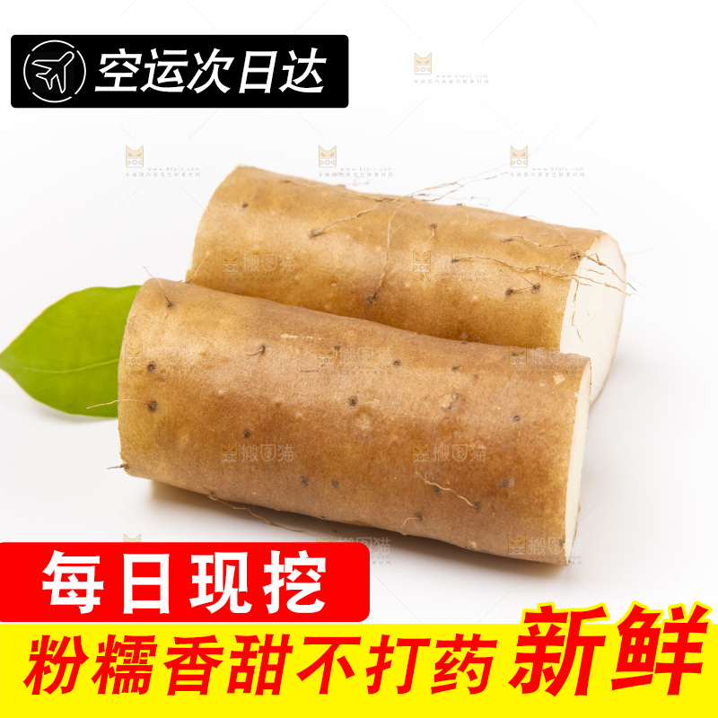 白底上放着淮山药