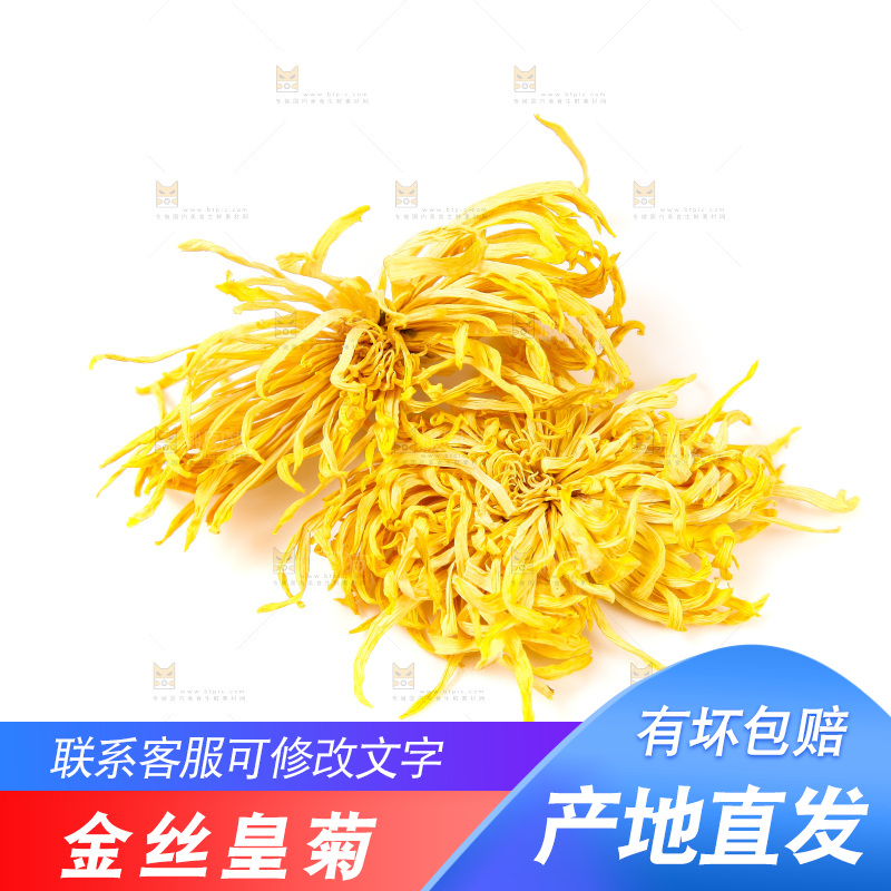 白底上放着干菊花