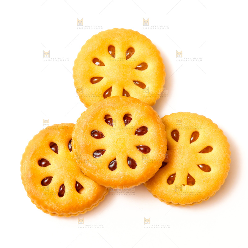 白底上的果酱夹心饼干