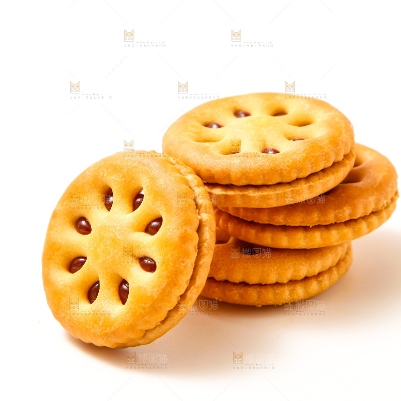 白底上的果酱夹心饼干