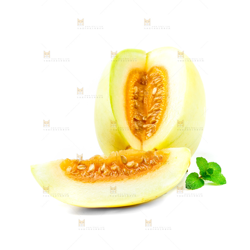 白底上的甜瓜
