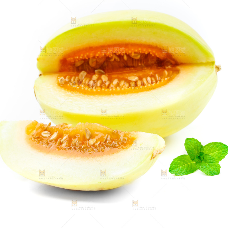 白底上的甜瓜