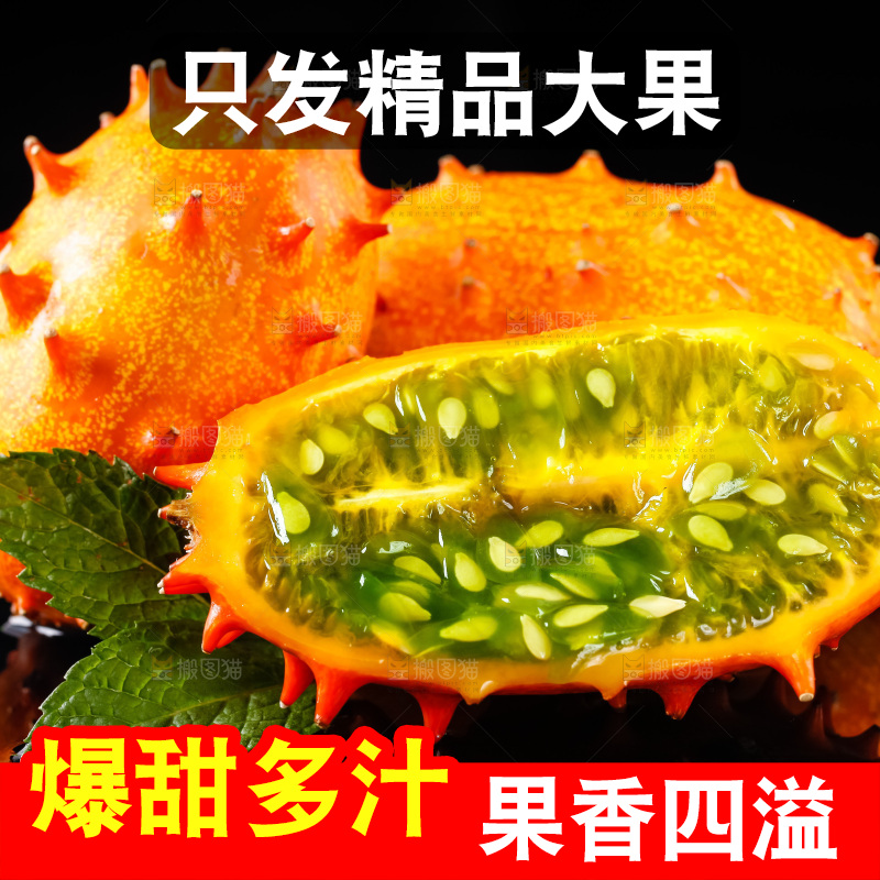 黑底上放着刺角瓜