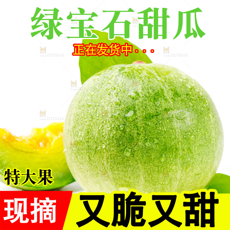 白底上放着绿宝甜瓜