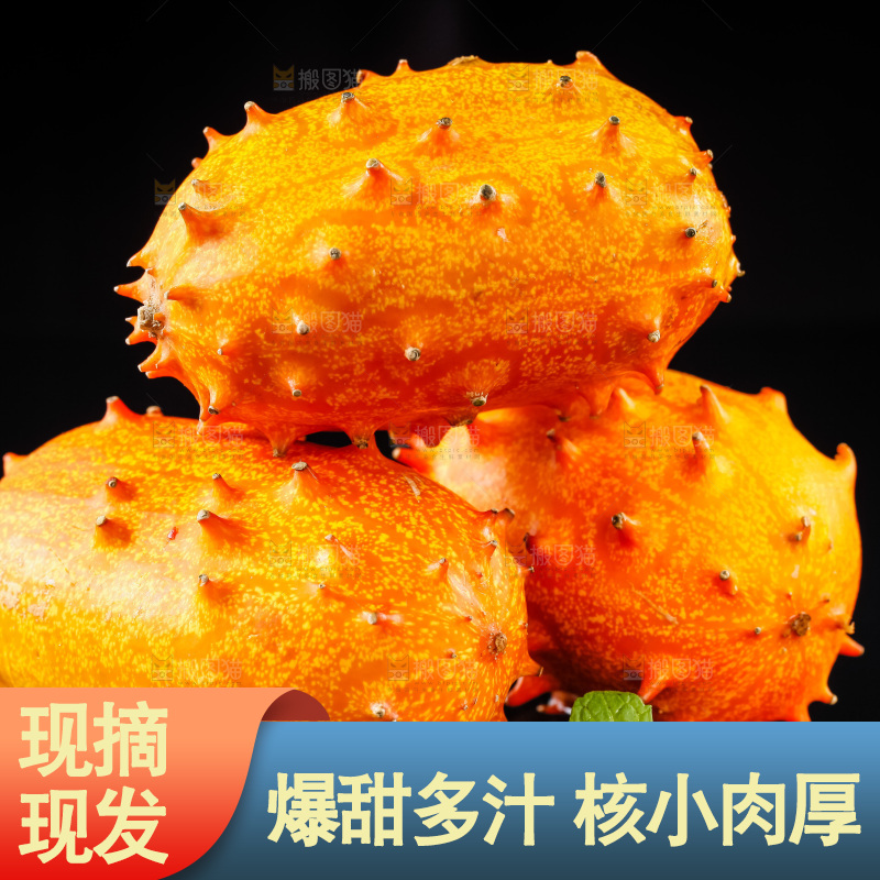 黑底上放着刺角瓜