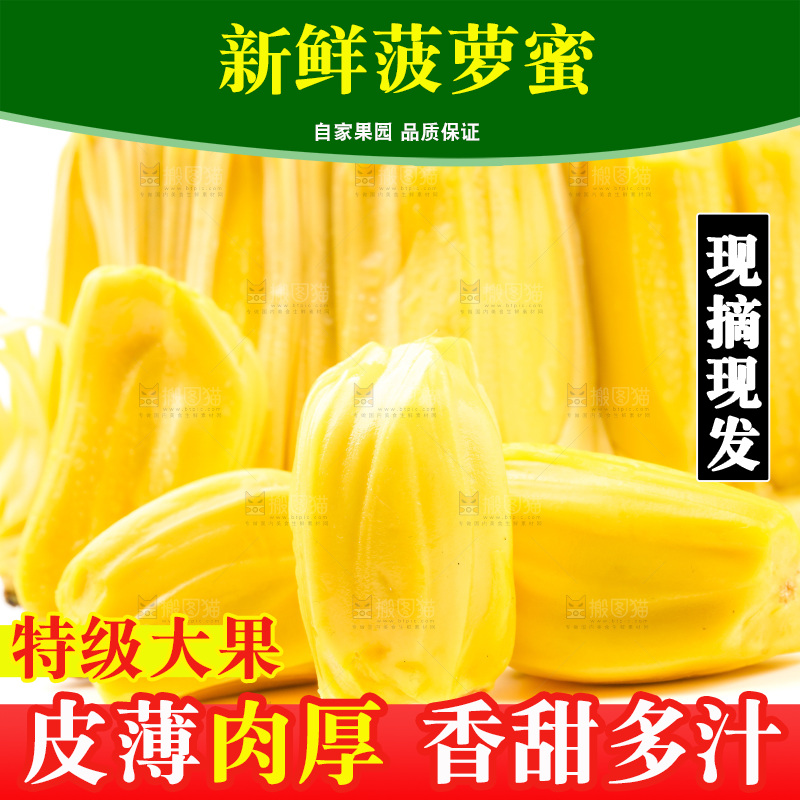 白底上的黄肉菠萝蜜