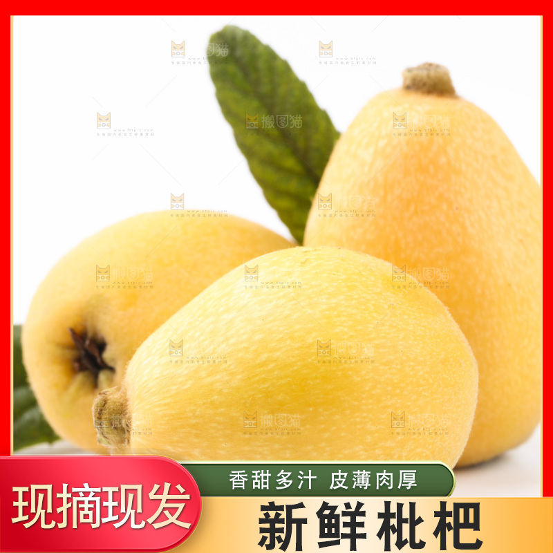 白底上放着米易枇杷