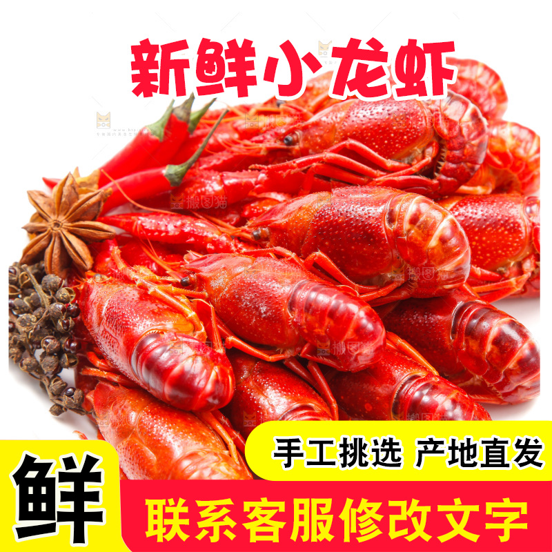 白底上放着清蒸小龙虾