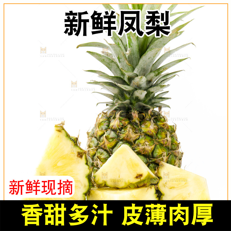 白底上摆放着海南凤梨