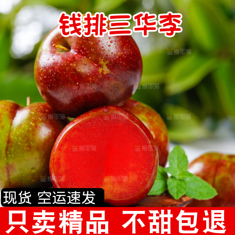木底上摆放着红肉三华李