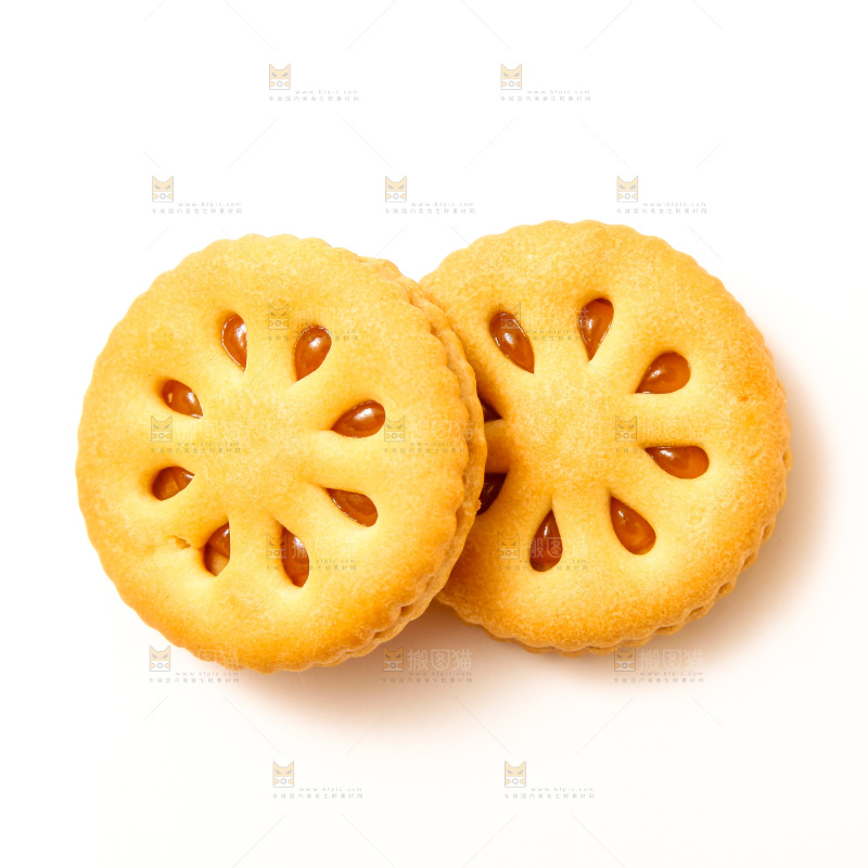 白底上的果酱夹心饼干