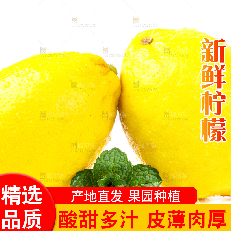 白底上的安岳黄柠檬