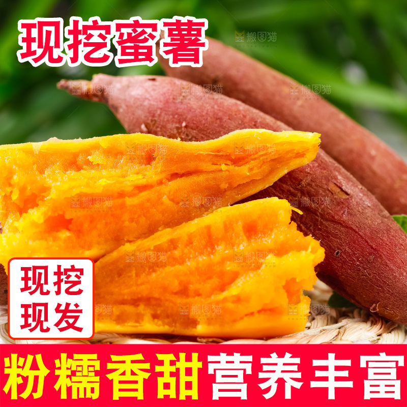 格子底上摆放着红薯