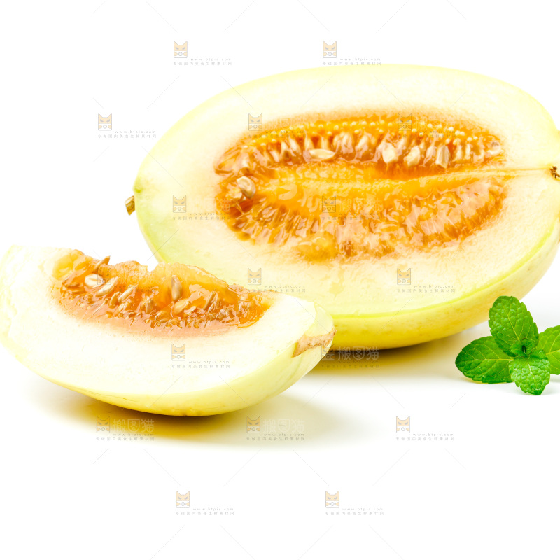 白底上的黄皮香瓜