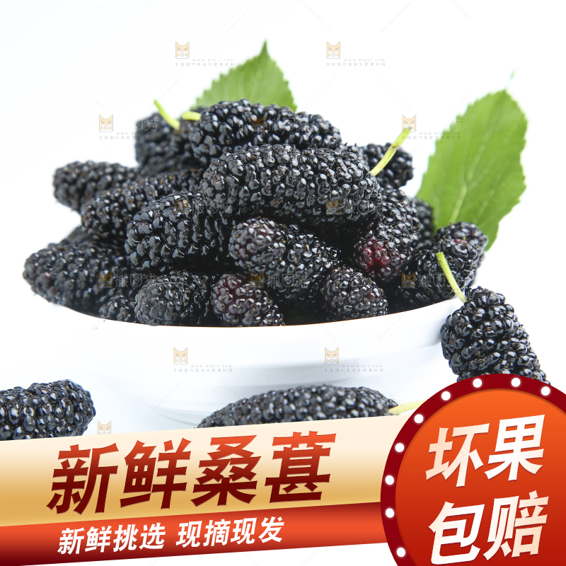 白底上放着一大盘桑葚