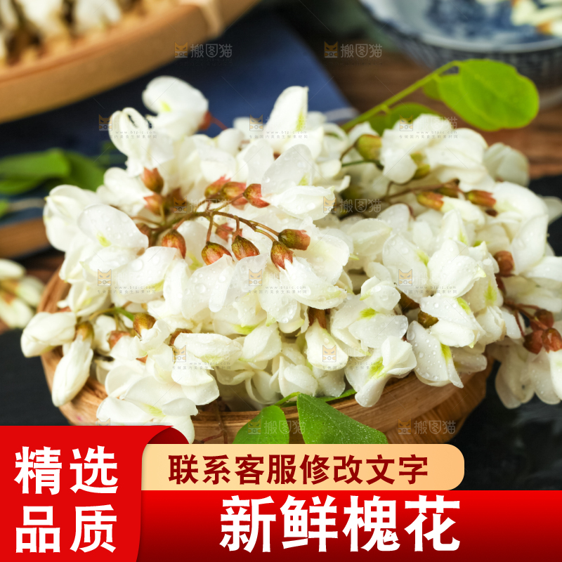 篮子里装着新鲜洋槐花