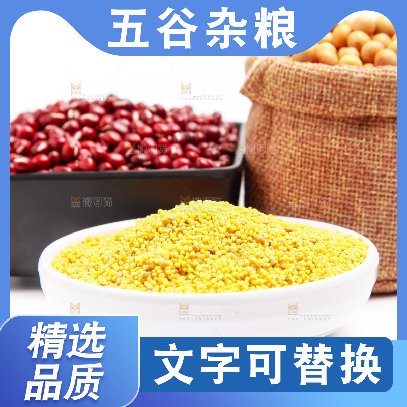 白底上放着杂粮