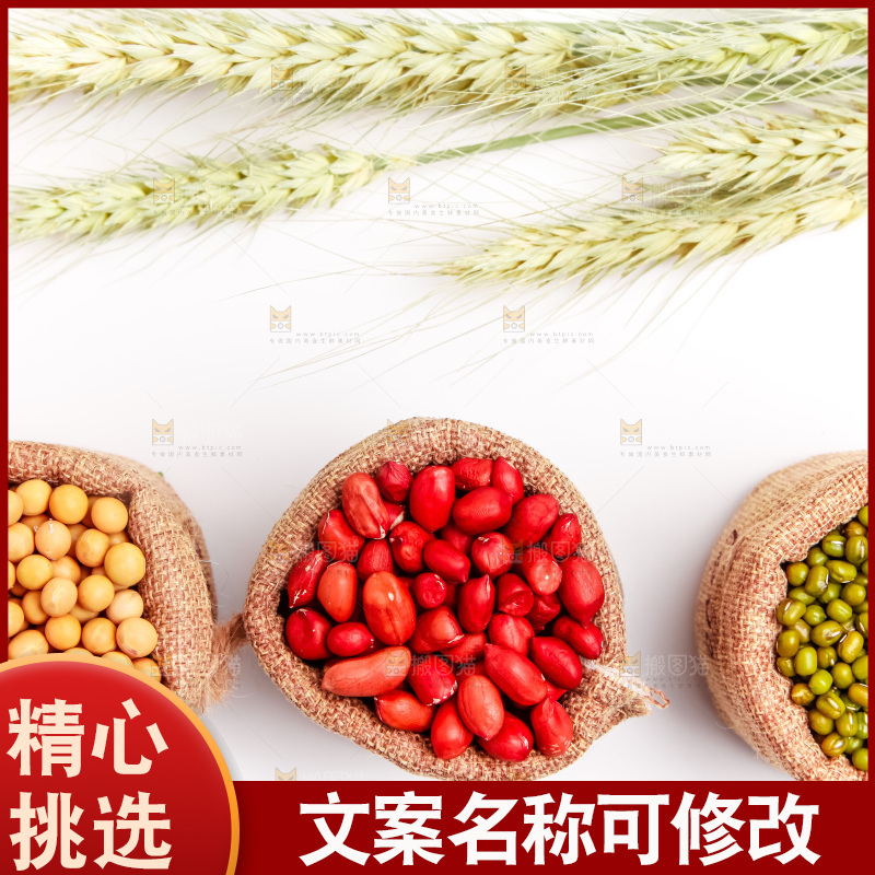 白底上袋子里的五谷杂粮