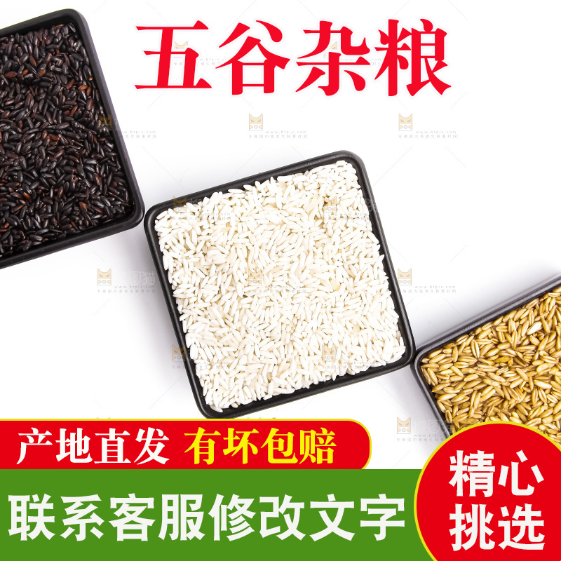 白底上的五谷杂粮组合