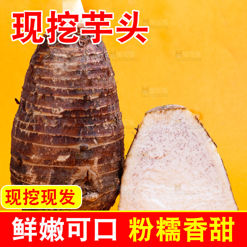 黄底上放着广西荔浦芋头