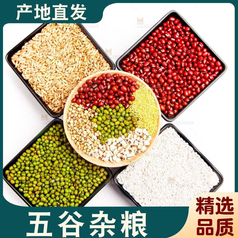 白底上的五谷食材组合