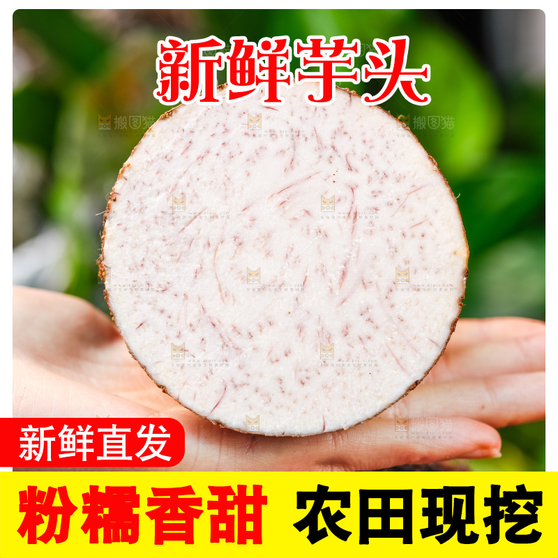 手上放着香芋切片