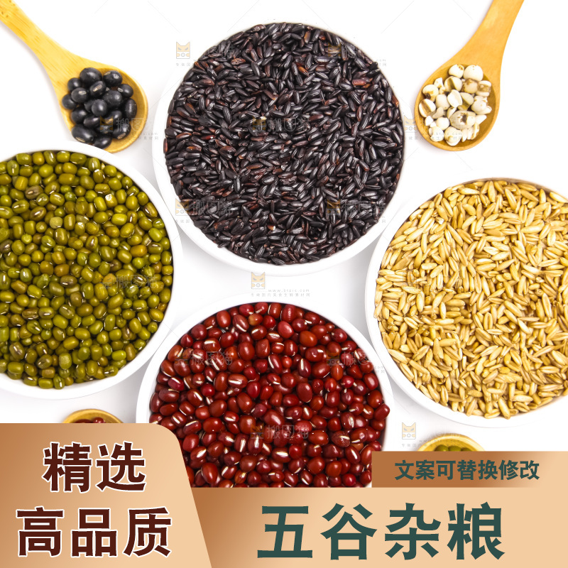 白底上的五谷食材