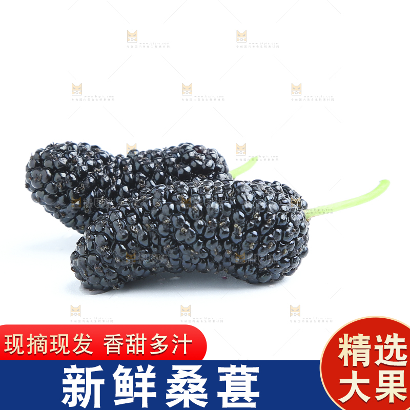 白底上放着两颗桑葚