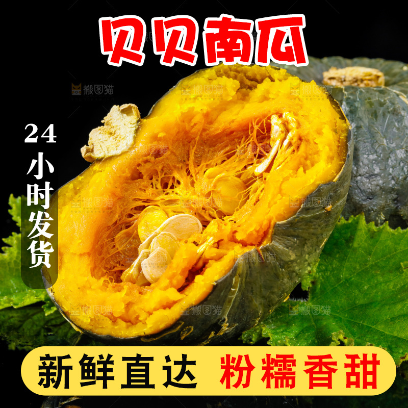 黑底上摆放着绿贝贝南瓜