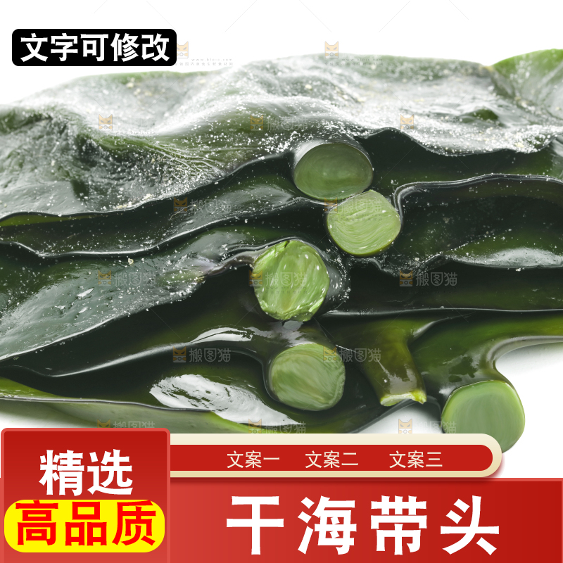 白底上摆放着新鲜海带