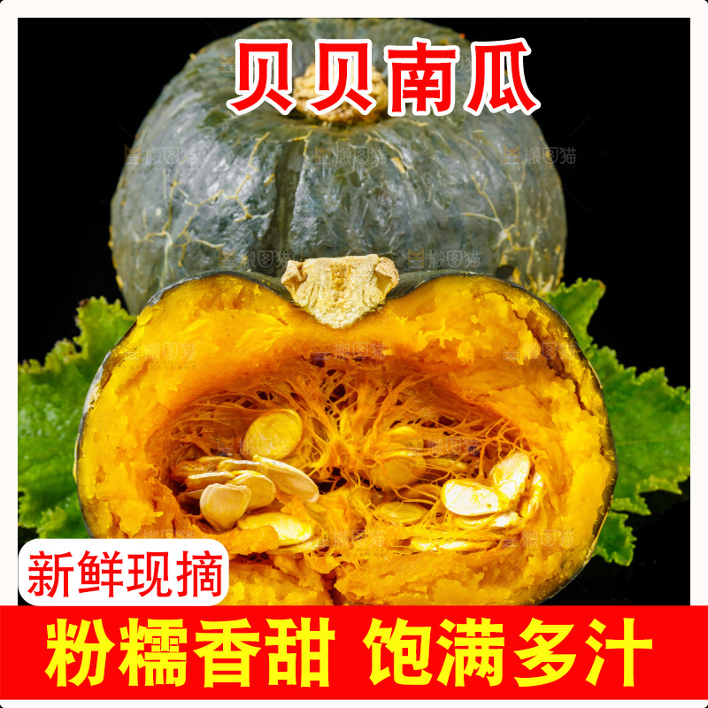 黑底上摆放着绿贝贝南瓜