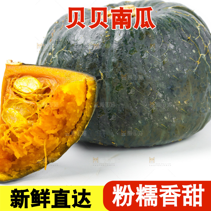 白底上摆放着绿贝贝南瓜