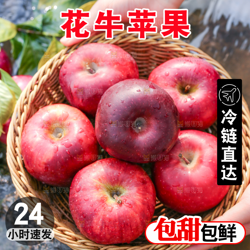 手里端着一篮花牛苹果