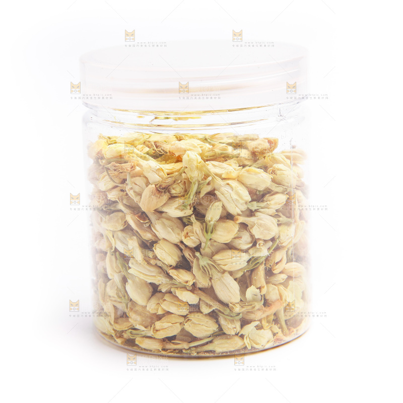 瓶子里装着茉莉花茶