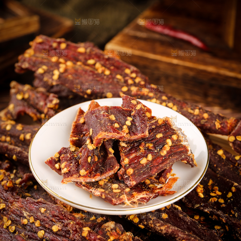 一盘麻辣牛肉干