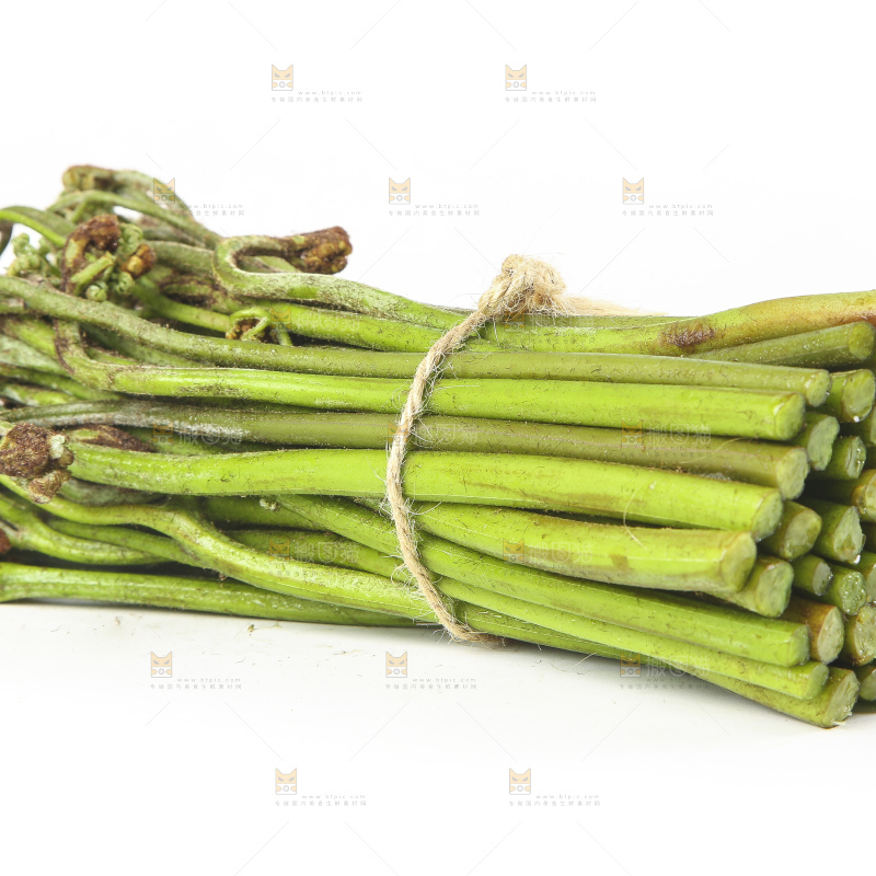 白底上放着野生蕨菜