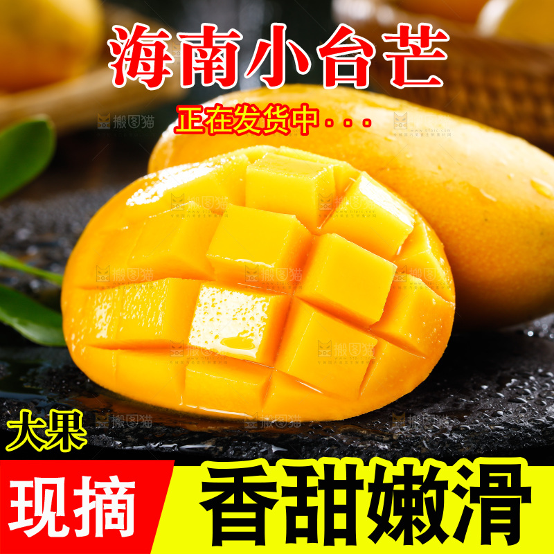 黑底上放着小台农芒果