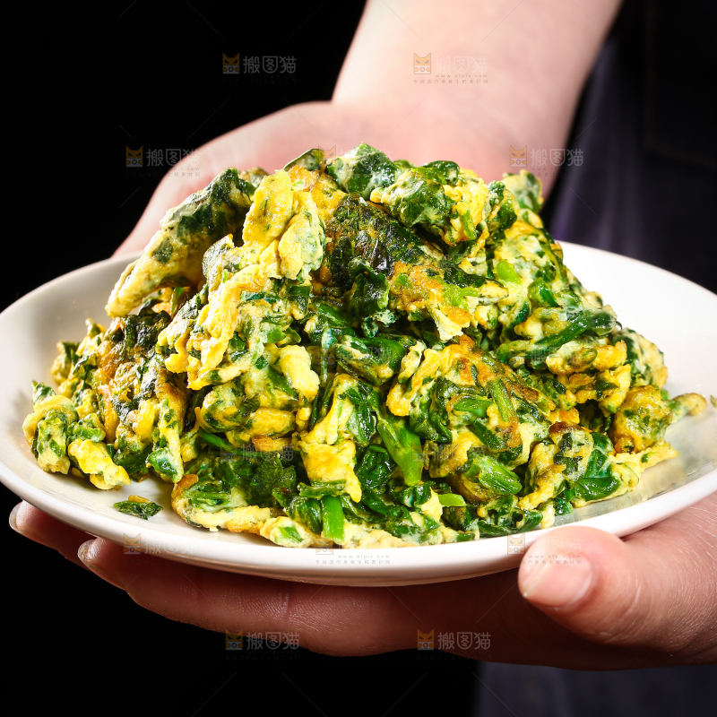 一盘土鸡蛋炒荠菜