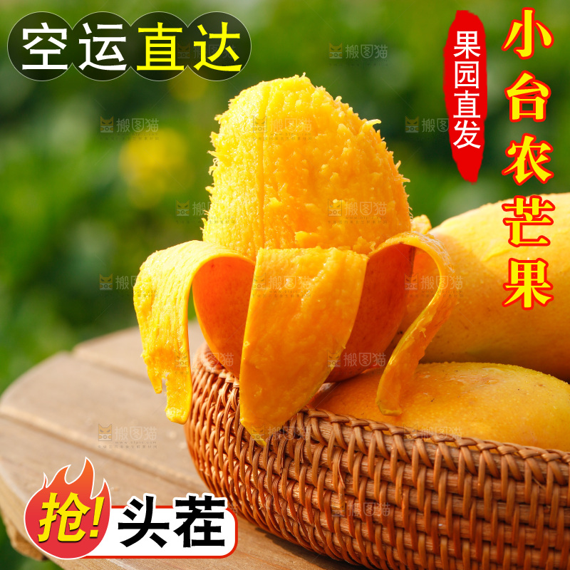 桌子上放着一篮小台农芒果