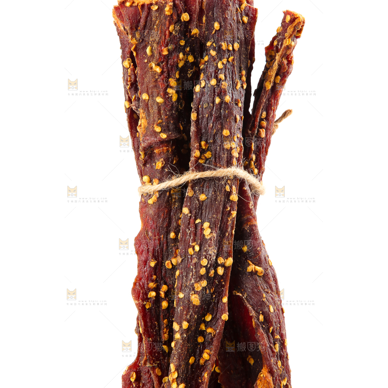 白底上放着风干牦牛肉干