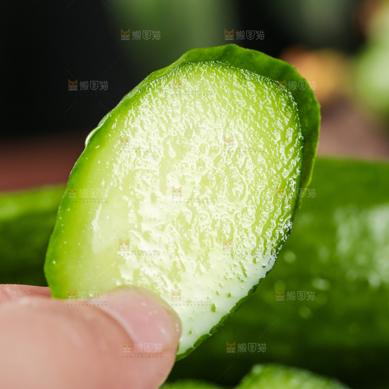 手里拿着一块黄瓜